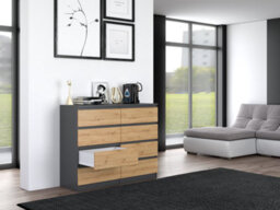 M8 120 Malwa Chest Of Drawers Anthracite Artisan Oak - thumbnail 4