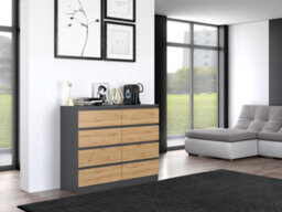 M8 120 Malwa Chest Of Drawers Anthracite Artisan Oak - thumbnail 5