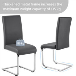 Yaheetech Set Of 2 Dark Grey Faux Leather Dining Chairs With Metal Legs For Kitchen Dining Room - thumbnail 8