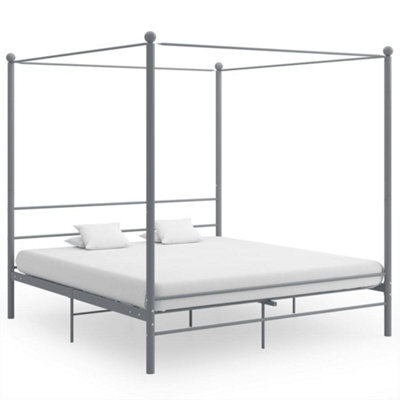 Berkfield Canopy Bed Frame Grey Metal 180X200 Cm 6Ft Super King - image 1