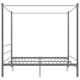 Berkfield Canopy Bed Frame Grey Metal 180X200 Cm 6Ft Super King - thumbnail 3