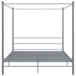 Berkfield Canopy Bed Frame Grey Metal 180X200 Cm 6Ft Super King - thumbnail 4