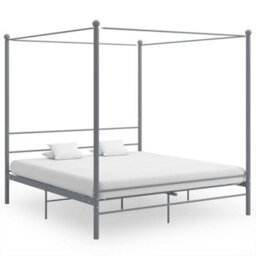 Berkfield Canopy Bed Frame Grey Metal 180X200 Cm 6Ft Super King - thumbnail 1