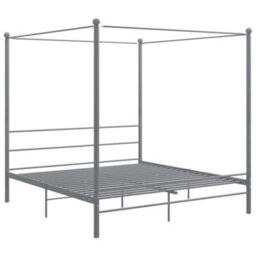 Berkfield Canopy Bed Frame Grey Metal 180X200 Cm 6Ft Super King - thumbnail 2