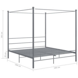 Berkfield Canopy Bed Frame Grey Metal 180X200 Cm 6Ft Super King - thumbnail 6