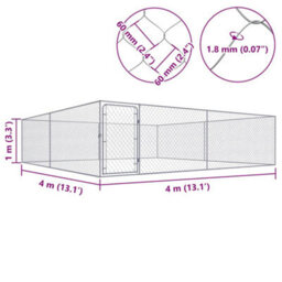 Berkfield Durable Outdoor Dog Kennel Galvanised Steel 4X4X1 M - thumbnail 5