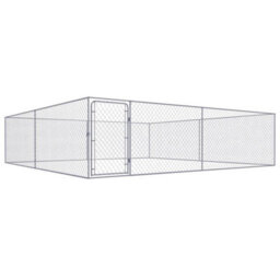 Berkfield Durable Outdoor Dog Kennel Galvanised Steel 4X4X1 M - thumbnail 2