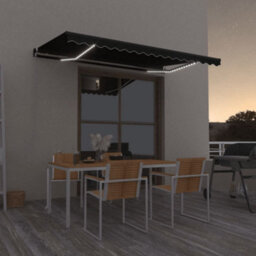Berkfield Manual Retractable Awning With Led 450X350 Cm Anthracite - thumbnail 1
