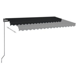 Berkfield Manual Retractable Awning With Led 450X350 Cm Anthracite - thumbnail 3