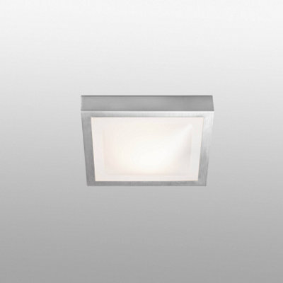 Luminosa Lighting Luminosa Tola 1 Light Small Square Bathroom Flush Ceiling Light Aluminium, White Ip44, E27 - image 1