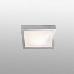 Luminosa Lighting Luminosa Tola 1 Light Small Square Bathroom Flush Ceiling Light Aluminium, White Ip44, E27