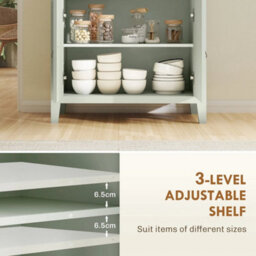 Sideboard With Drawer, Adjustable Shelf For Living Room, Light Green - thumbnail 2
