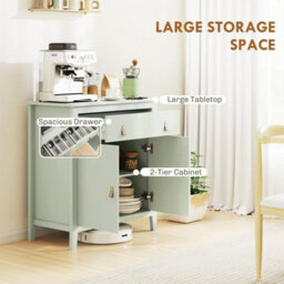 Sideboard With Drawer, Adjustable Shelf For Living Room, Light Green - thumbnail 3