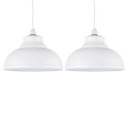 First Choice Lighting Set Of 2 Domed - Cream Easy Fit Metal Pendant Shades - thumbnail 1