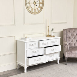Melody Maison Antique White 7 Drawer Chest Of Drawers - Pays Blanc Range - thumbnail 5