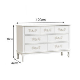 Melody Maison Antique White 7 Drawer Chest Of Drawers - Pays Blanc Range - thumbnail 9