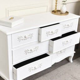 Melody Maison Antique White 7 Drawer Chest Of Drawers - Pays Blanc Range - thumbnail 6