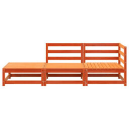 Berkfield Garden Sofa With Footstool 2-Seater Wax Brown Solid Wood Pine - thumbnail 4