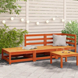 Berkfield Garden Sofa With Footstool 2-Seater Wax Brown Solid Wood Pine - thumbnail 1