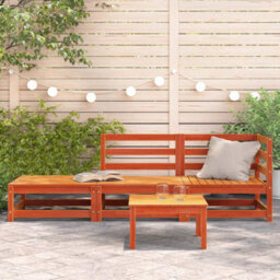 Berkfield Garden Sofa With Footstool 2-Seater Wax Brown Solid Wood Pine - thumbnail 3