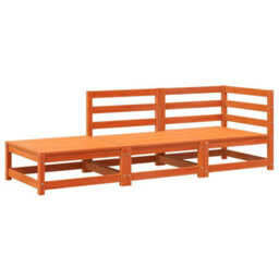 Berkfield Garden Sofa With Footstool 2-Seater Wax Brown Solid Wood Pine - thumbnail 2