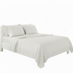 Plain Poly Cotton Easy Care Fitted Flat Sheet Matching Pillowcases Set White - thumbnail 2