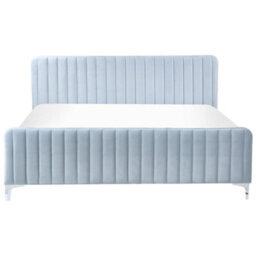 Beliani Bed Velvet Lunan 180 X 200 Cm (Eu Super King) Light Blue - thumbnail 5