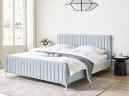 Beliani Bed Velvet Lunan 180 X 200 Cm (Eu Super King) Light Blue - thumbnail 2