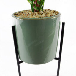 Leaf 40Cm Artificial Fern Plant With Ceramic Planter & Stand - thumbnail 2
