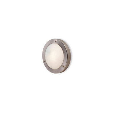 Luminosa Lighting Luminosa Rondo 1 Light Wall / Flush Ceiling Light Brushed Steel, Opal Glass Ip54, G9 - image 1