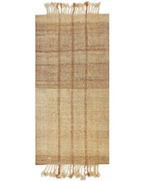 Wyld And Coco Naturaweave Handwoven Jute Area Rug 80 X 150 Cm Beige Fringed - thumbnail 1