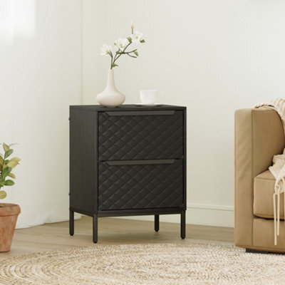 Homcom Chest Of Drawers, 2 Fabric Drawer Dresser, Aluminium Handles, Black - image 1
