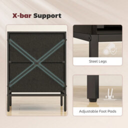 Homcom Chest Of Drawers, 2 Fabric Drawer Dresser, Aluminium Handles, Black - thumbnail 7
