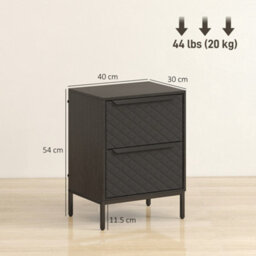 Homcom Chest Of Drawers, 2 Fabric Drawer Dresser, Aluminium Handles, Black - thumbnail 3