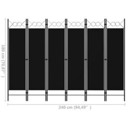 Vidaxl 6-Panel Room Divider Black 240X180 Cm Room Dividers - thumbnail 6