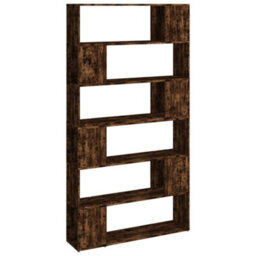 Berkfield Book Cabinet/room Divider Smoked Oak 100X24X188 Cm - thumbnail 2