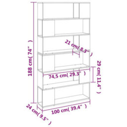 Berkfield Book Cabinet/room Divider Smoked Oak 100X24X188 Cm - thumbnail 8