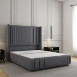 REGIONAL FURNISHINGS Divan Bed Set Steel Plush Velvet Upholstered 54Inch Headboard 2Drawers Footend & No Mattress In Double King 4Ft 6Ft Sizes - thumbnail 1