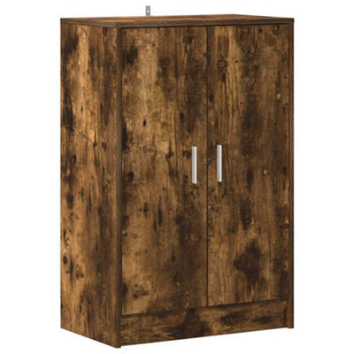 Berkfield Elegant Shoe Cabinet Smoked Oak 60X35X92 Cm Engineered Wood - image 1
