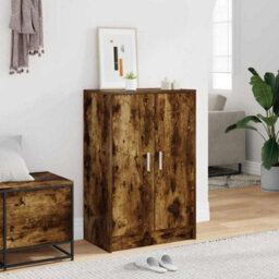 Berkfield Elegant Shoe Cabinet Smoked Oak 60X35X92 Cm Engineered Wood - thumbnail 2