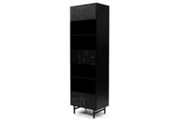 Arte Veroli 04 Tall Display Cabinet - Modern Elegance In Black And Marble Finish - W600mm X H2000mm X D410mm
