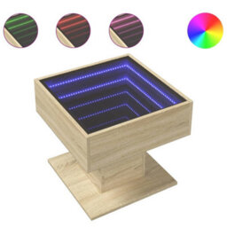 Walplus Coffee Table With Led Sonoma Oak 50X50X45 Cm Engineered Wood - thumbnail 2