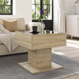 Walplus Coffee Table With Led Sonoma Oak 50X50X45 Cm Engineered Wood - thumbnail 4