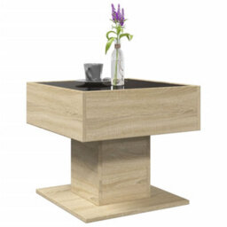 Walplus Coffee Table With Led Sonoma Oak 50X50X45 Cm Engineered Wood - thumbnail 5