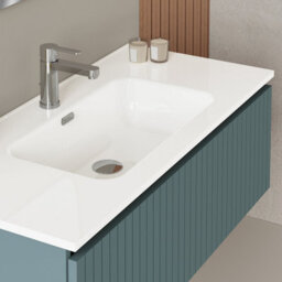 Banyetti Linea Ocean Blue Ribbed Wall Hung Vanity Unit 1000mm X 460mm - thumbnail 3