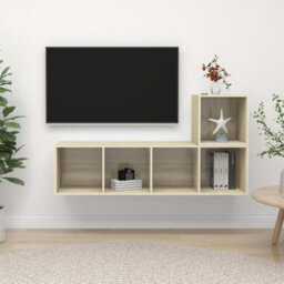 Berkfield 2 Piece Tv Cabinet Set Sonoma Oak Engineered Wood - thumbnail 1