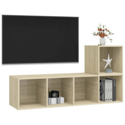 Berkfield 2 Piece Tv Cabinet Set Sonoma Oak Engineered Wood - thumbnail 3