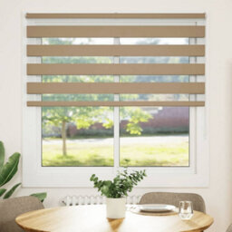 Berkfield Zebra Blind Sand Brown 140X100 Cm Fabric Width 135.9 Cm Polyester - thumbnail 2