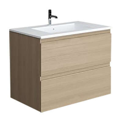 RAK Ceramics Rak Joy Modern Bathroom Rectangular Wall Hung Soft Close Wash Basin Vanity Unit 800mm Scandinavian Oak Finish Mdf (Unit Only) - image 1