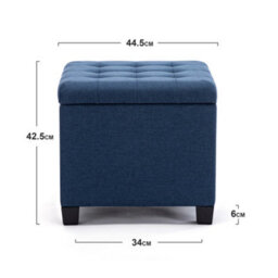 Hnnhome Pouffe Footstool Ottoman Storage Box,45Cm Cube Strong Wooden Frame Linen Seat Chair With Lids For Bedroom(Navy) - thumbnail 3
